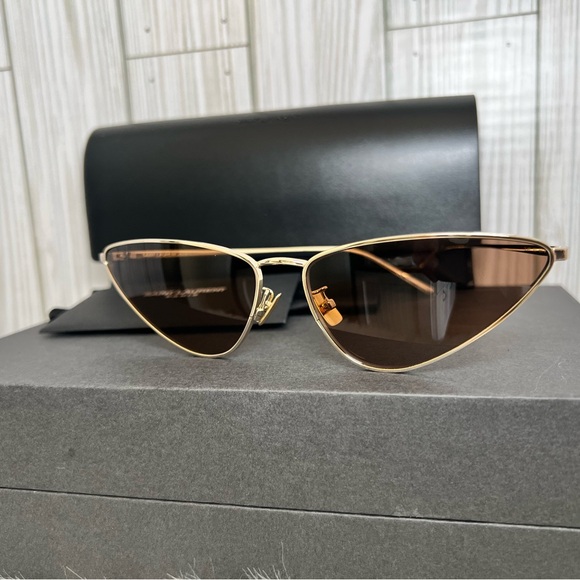 Saint Laurent Gold on Gold Geometric Sunglasses. NWT. main image 4
